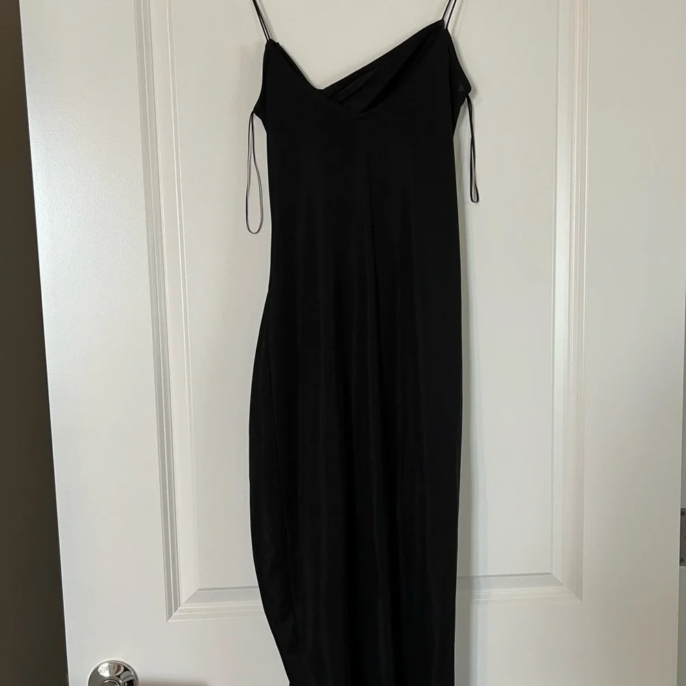 Zara Black Slip Dress Spaghetti Strap Sleeveless Cocktail - Picture 5 of 5